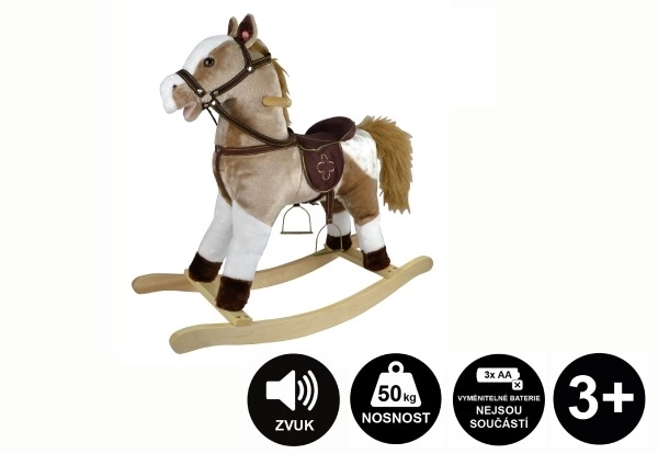 Light Brown Plush Rocking Horse with Sound and Motion