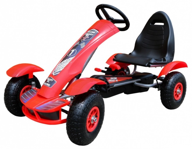 Racing Pedal Go-Kart XL for Kids 3+ Red + Inflatable Wheels + Adjustable Seat + Freewheel