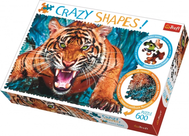 Crazy Shapes Puzzle Tiger Attack 600 Pieces