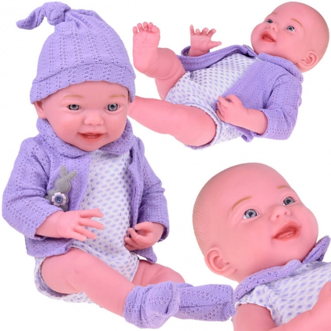 Smiling Baby Doll in Purple Sweater