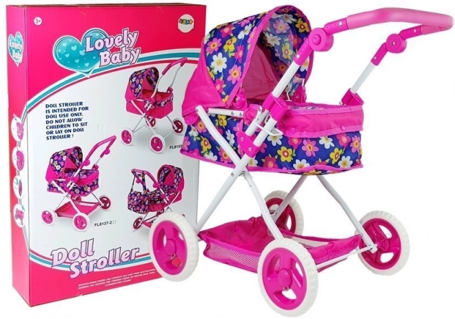 Pink Flower Doll Stroller