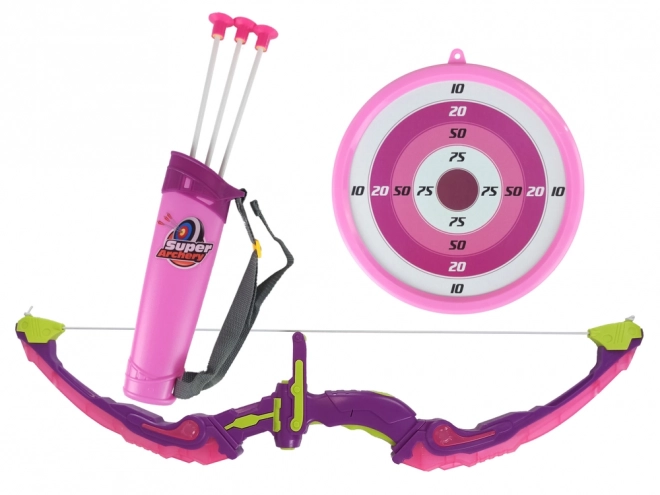 Archery Set with Bow, Target, and Suction Cup Arrows Pink