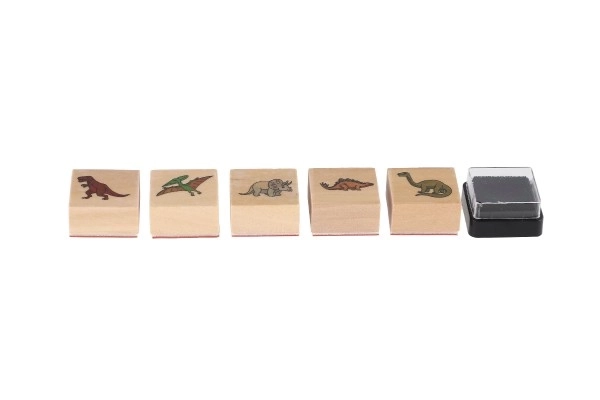 Wooden Dinosaur Stamps with Ink Pad