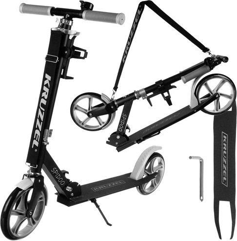 Folding city scooter for kids with large wheels (200 mm) – gray
