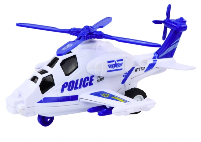 Police Helicopter with Friction Drive, Light, and Sound