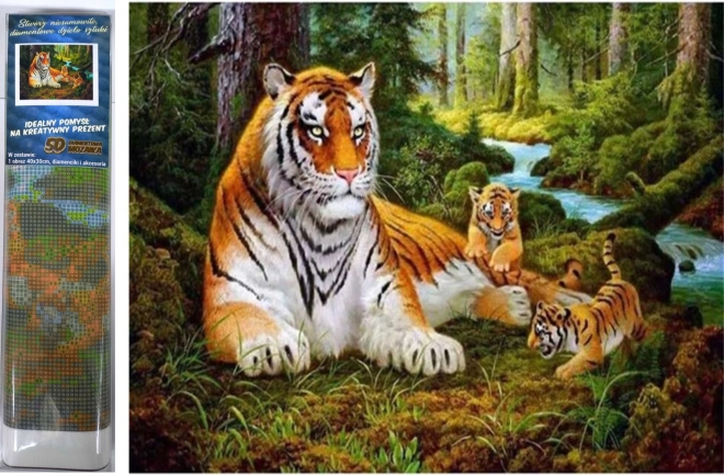 Diamond Painting Tigress with Cubs 30x40cm