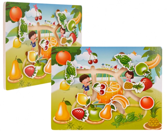 Wooden Fruit and Vegetable Puzzle Set