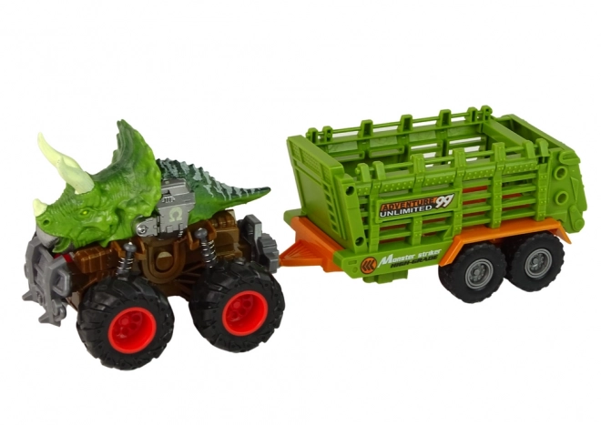 Dinosaur-Themed Car with Trailer and Dinosaurs