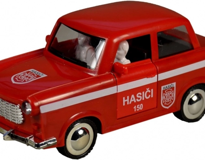Retro brandweerauto met vliegwielaandrijving
