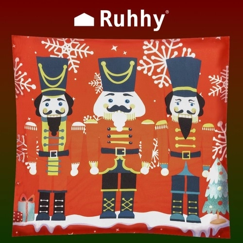 Decorative Holiday Pillow Cover with Nutcracker Design