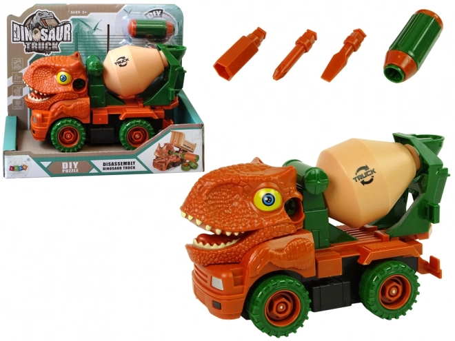 Orange Dinosaur Cement Mixer Truck with Accessories