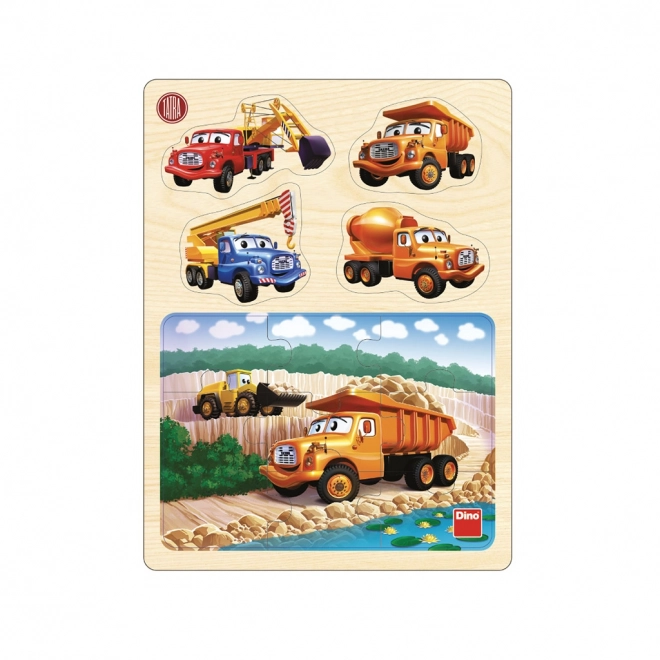 Wooden Puzzle and Insert Toy with Tatra Trucks