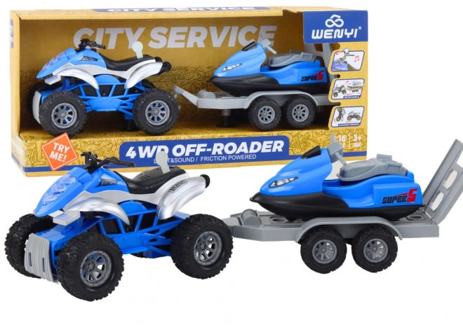 Quad with Boat Trailer and Jet Ski