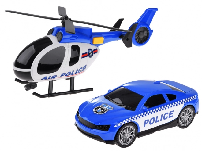 Police Vehicles Set Car and Helicopter with Lights and Sound