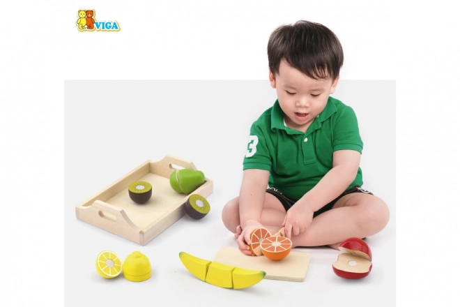 Wooden Fruit Cutting Set with Tray