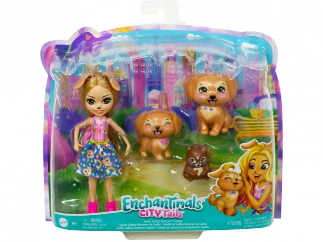 Enchantimals Doll with Golden Retriever Puppies and Squirrel