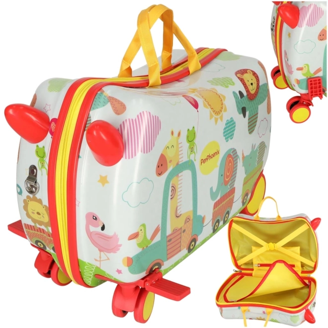 Colorful Animal Roll-On Kids Suitcase