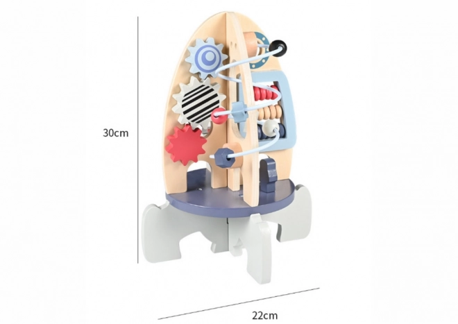 Wooden Educational Rocket with Beads and Gears