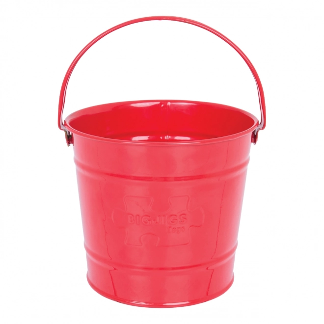 Red Metal Garden Bucket for Kids