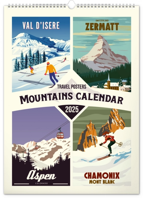 Wall Calendar Travel Posters - Mountains 2025