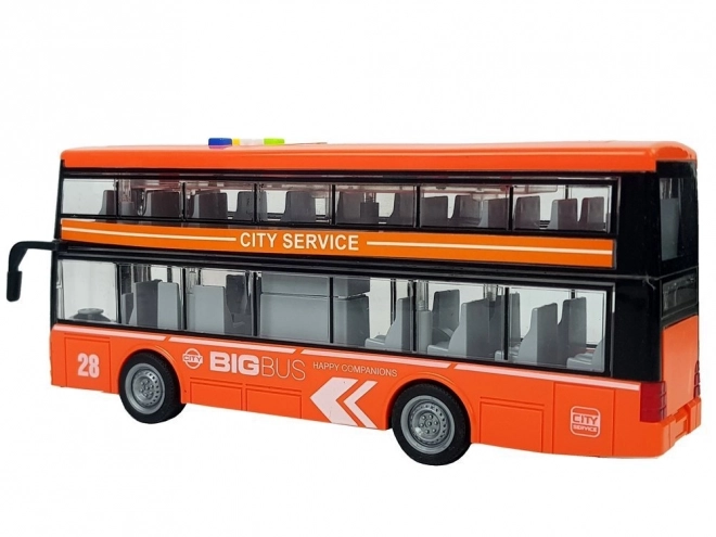 Double Decker Bus with Friction Drive Sound Lights 1:16 Orange