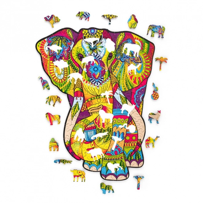 Colorful Wooden Elephant Puzzle