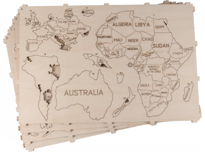 Wooden World Map WOODEN CITY Large