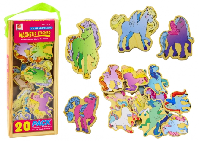 Colorful Unicorn Wooden Magnet Set