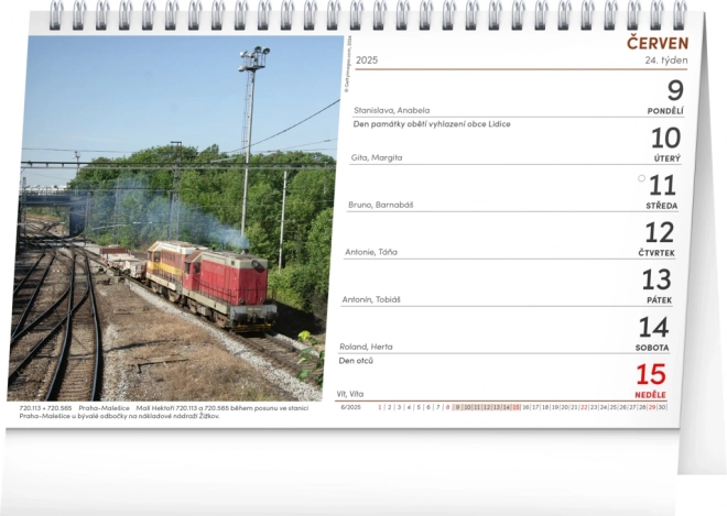 Desktop Calendar with Trains and Railways 2025