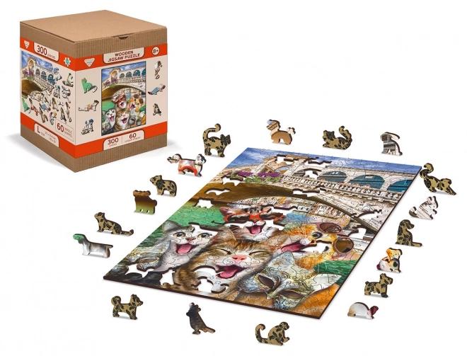 wooden puzzle kittens in venice 2-in-1