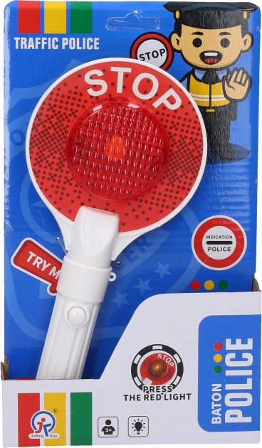 Police traffic control paddle with light effects, 23 cm