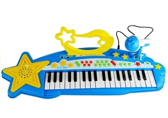 Large Keyboard with 37 Keys and Microphone Blue