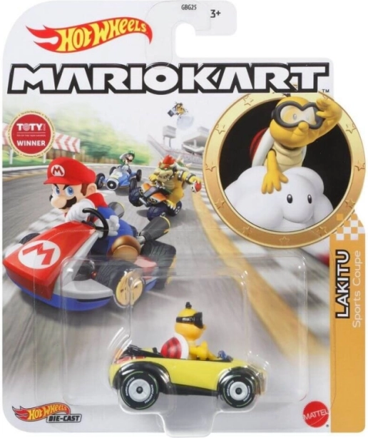 Hot Wheels Mario Kart – Lakitu auto da corsa in metallo 1:64