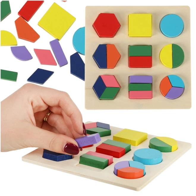 Wooden Educational Puzzle with Geometric Shapes