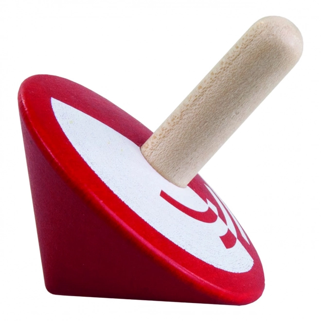 Wooden Spinning Top in Red