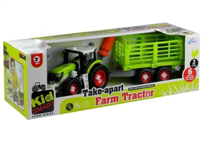 Szétszedhető traktor pótkocsival 43 cm