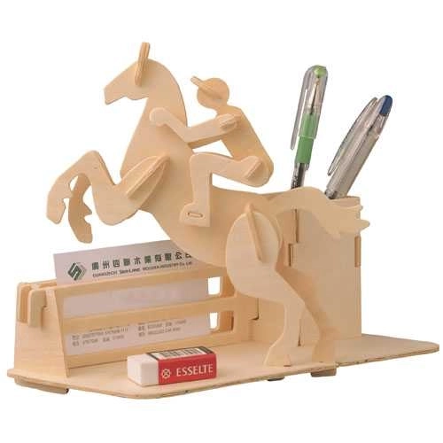 Woodcraft 3D Puzzle Pencil Holder Horse Racing