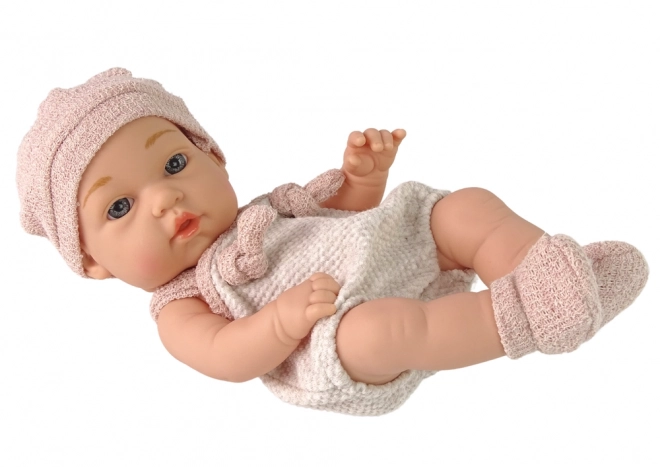 Sweet Baby Doll with Sweater and Pink Hat 30 cm