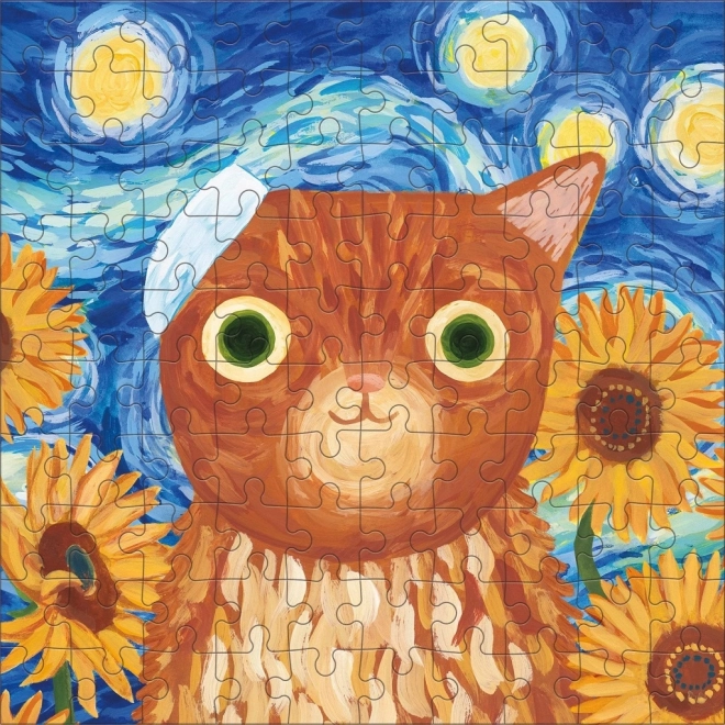 Artistic Cats Puzzle Inspired by Vincent Van Gogh in Tin - 100 Pieces