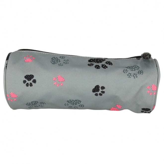 Gray Paw Print Tube Pencil Case