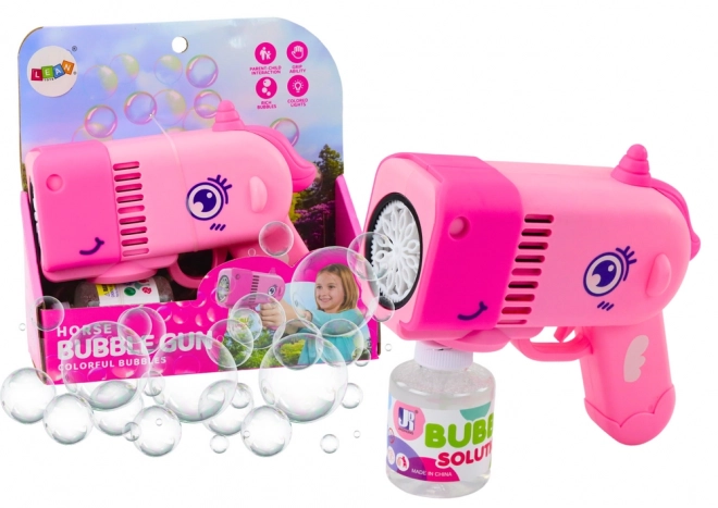 Bubble Gun with Lights Dinosaur Pink