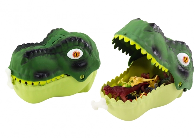 Dinosaur Figurine Set with Large Green Storage Dinosaur