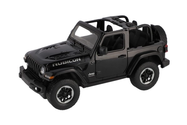 Auto RC Jeep Wrangler Rubicon noir plastique 29cm 2,4GHz télécommande à piles en boîte 44x19x26cm