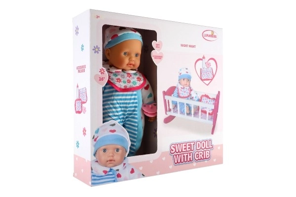 Cute Baby Doll with Cradle and Accessories