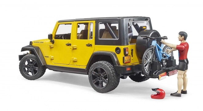 Bruder Jeep Wrangler Rubicon with Cyclist and Bicycle