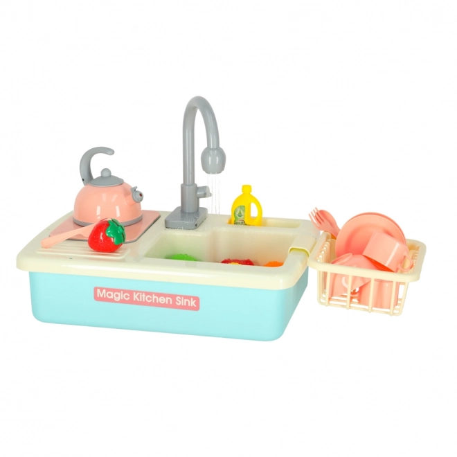 Children's Dishwashing Sink with Accessories - Blue