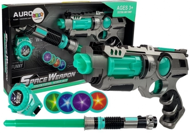 Laser Gun Lightsaber Disk Launcher Set