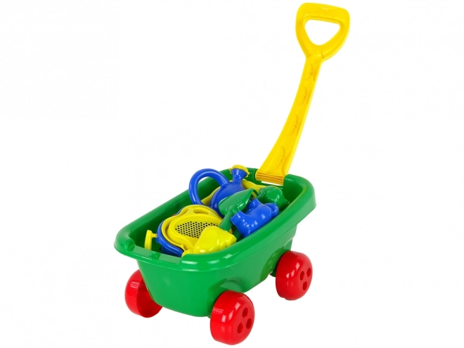 Pull Cart with Two Buckets Sand Set Green