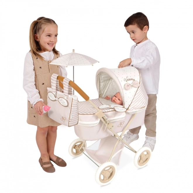 Folding doll stroller with sunshade and bag Verona 60 cm