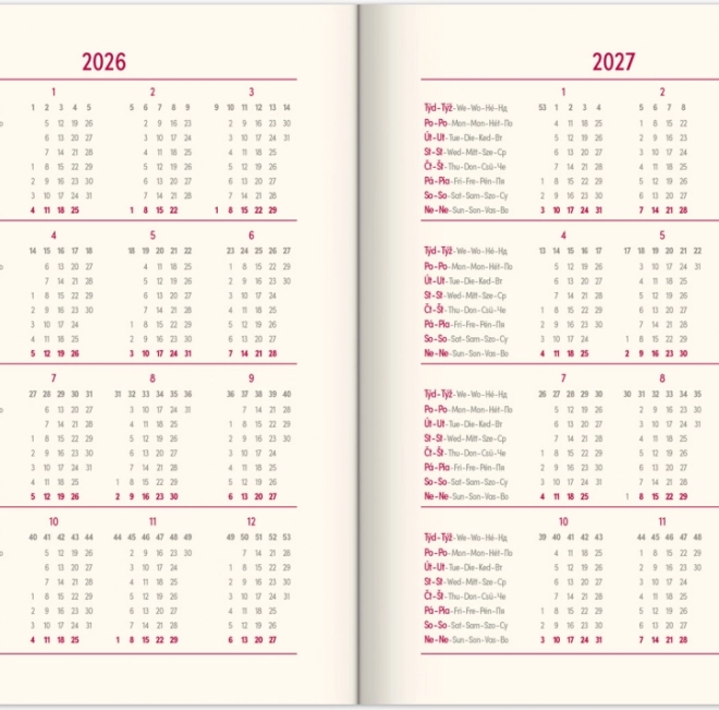 NOTIQUE dagelijkse agenda Essenza 2026, hazelnootkleur, 15 x 21 cm